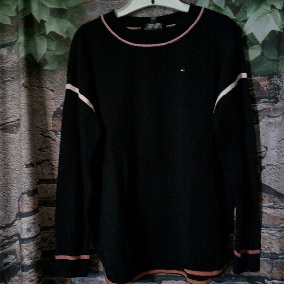 Over-Sized Black Pink Striped Sleeve Sweatshirt - Picture 5 of 5